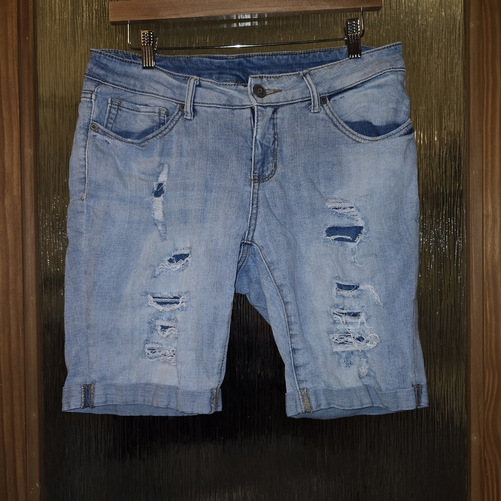 Time and Tru Light Blue Distressed Women Shorts